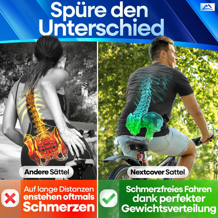 NEXTCOVER® Fahrradsattel mit Memory-Foam 2.0 und [Volume-Air] Federung I maximaler Fahrkomfort I erg