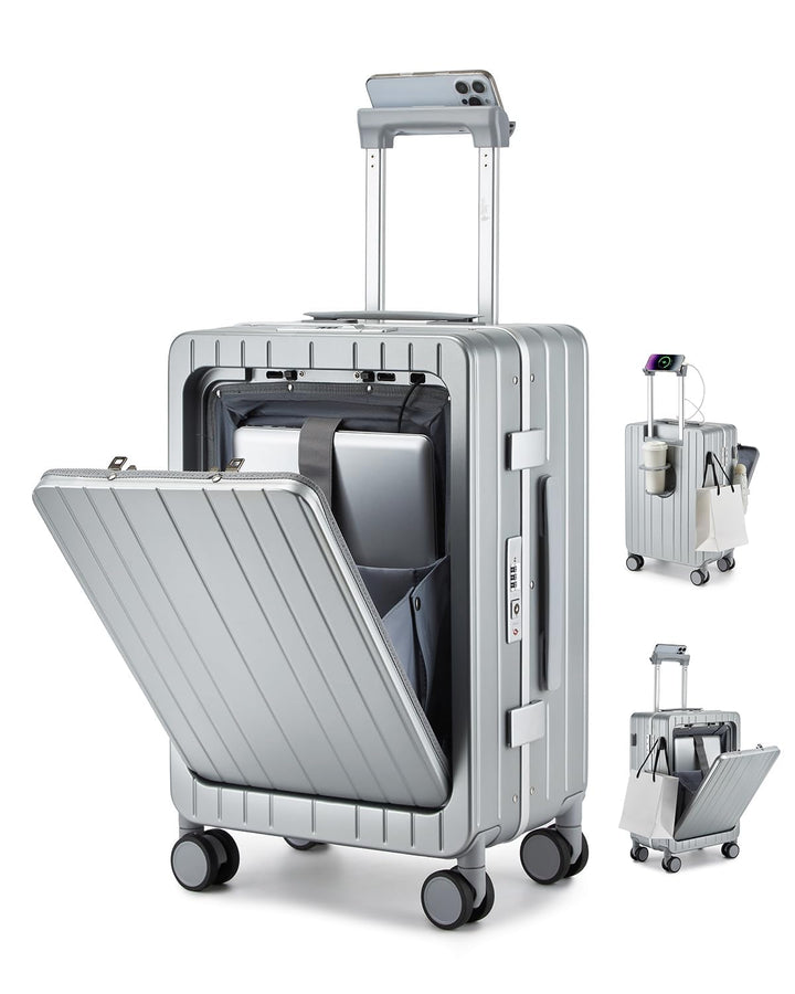 Sea choice Handgepäck mit Laptopfach für 15,6" Reisekoffer aus PC mit USB-Anschluss Hartschalen Trol