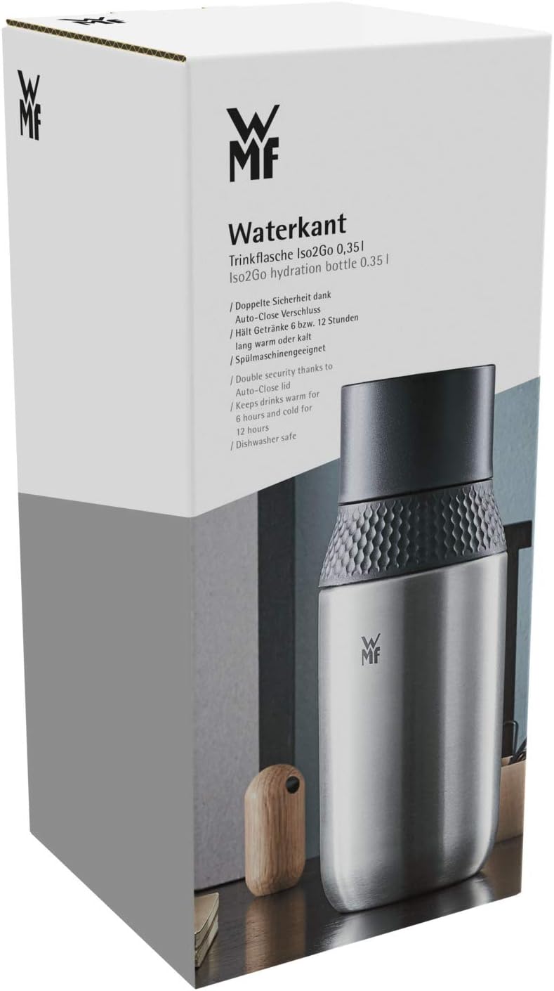 WMF Waterkant Iso2Go Trinkflasche Edelstahl 350ml, Thermosflasche, Isolierflasche, Kohlensäure geeig