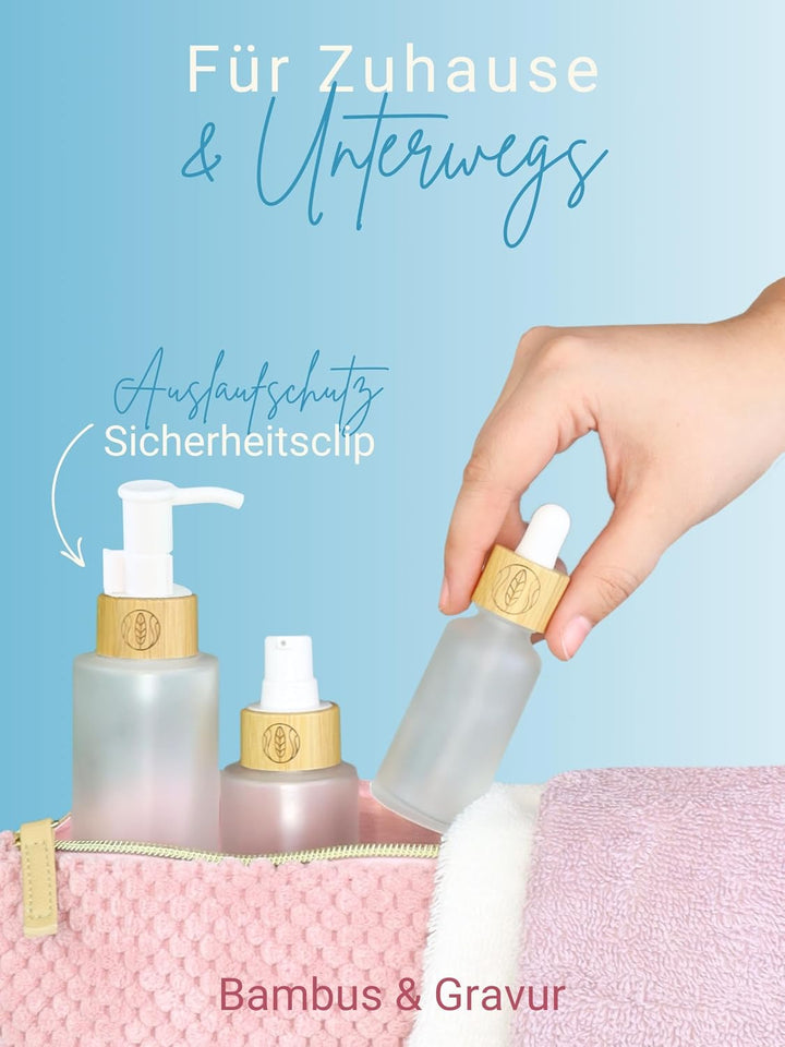 Wachsmann Sprühflasche &amp; Pumpspender zum Befüllen aus Matt-Glas, 30ml, 100ml, 150ml, Pipettenflasche