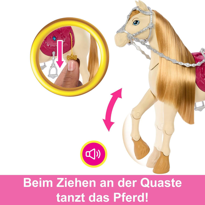Barbie Spielzeugpferd mit Geräuschen, Musik und Zubehör, inspiriert von Barbie Mysteries: Das geheim