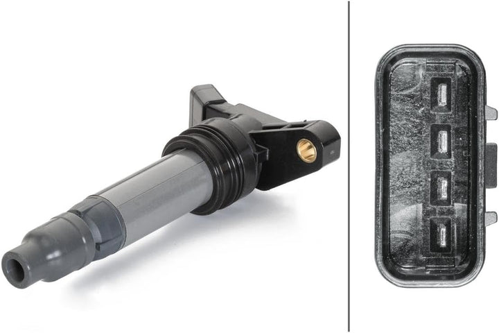 HELLA 5DA 230 036-231 Zündspule - 4-polig - Kerzenschachtzündspule - geschraubt