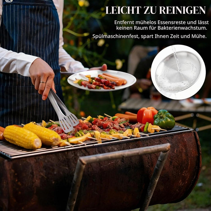 Camping Geschirr Set für 4 Personen, 22 Stück Tragbars Campingbesteck Set, Besteck Camping mit Löffe
