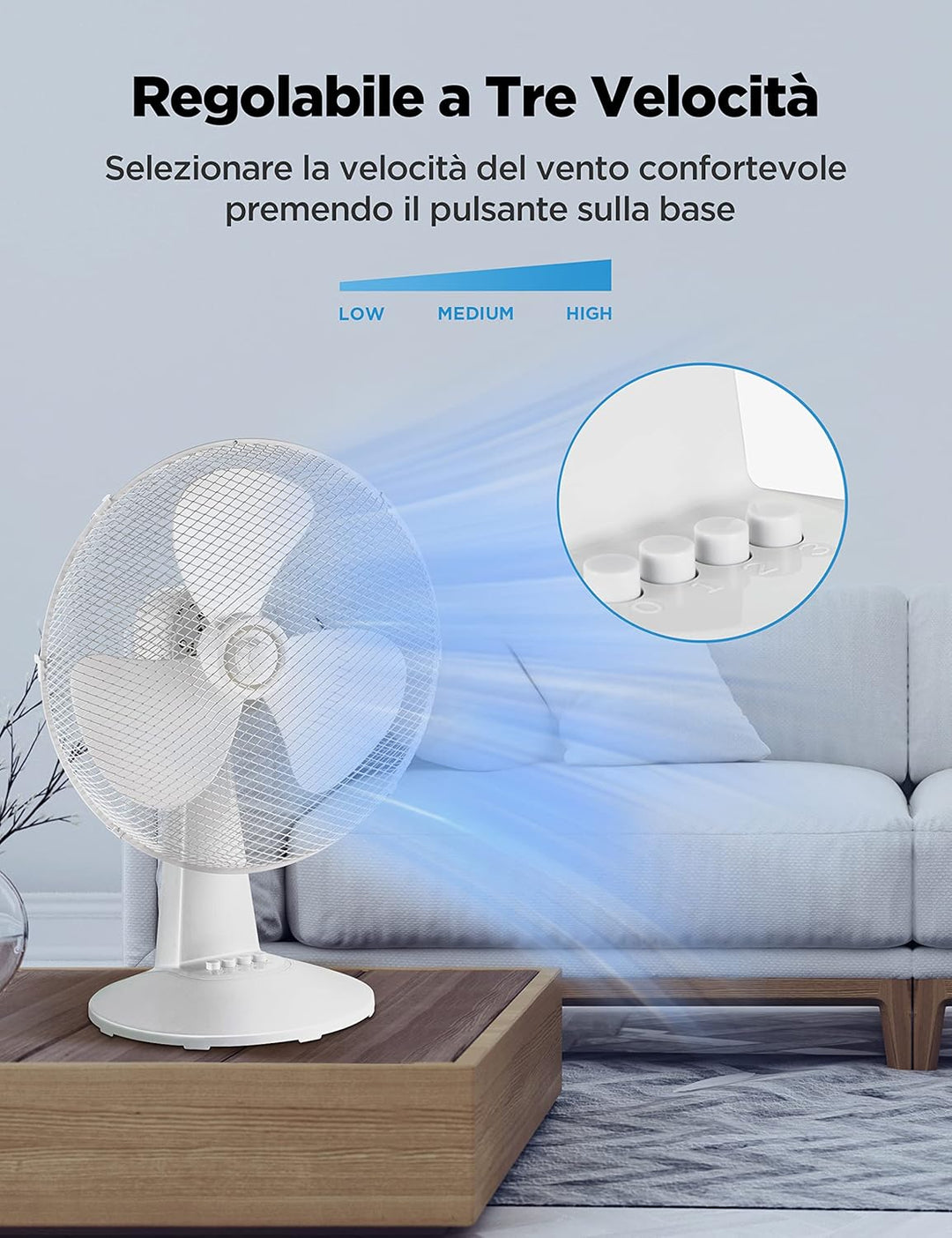 Midea FT40-21M Tischventilator, 40 W, Durchmesser 40 cm, leiser Ventilator mit 3 Flügeln, 3 Geschwin
