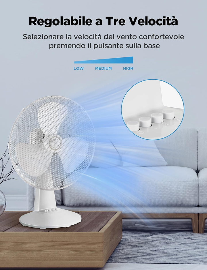 Midea FT40-21M Tischventilator, 40 W, Durchmesser 40 cm, leiser Ventilator mit 3 Flügeln, 3 Geschwin