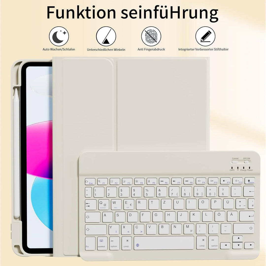 GKABXY Hülle mit Tastatur für iPad A16 11 Generation 2025/10 Generation 2022(11/10.9 Zoll), Soft TPU