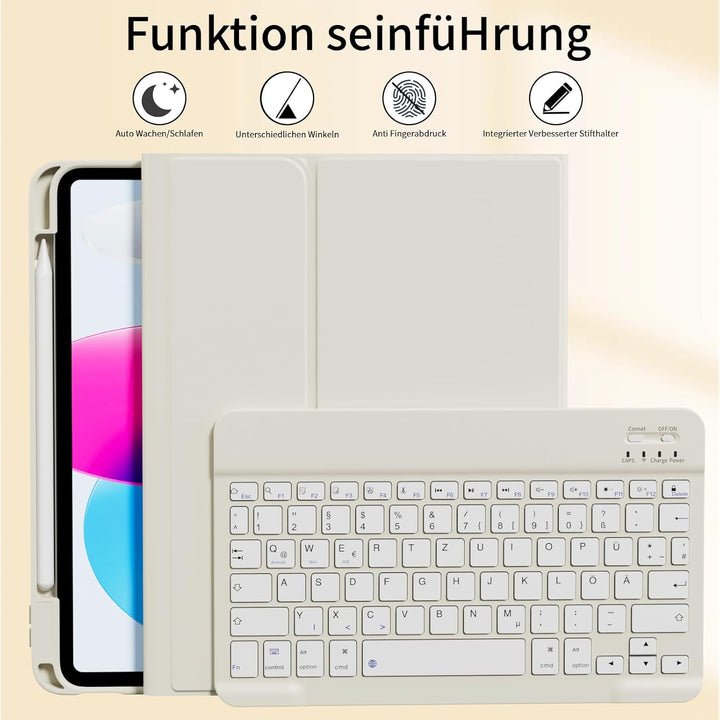 GKABXY Hülle mit Tastatur für iPad A16 11 Generation 2025/10 Generation 2022(11/10.9 Zoll), Soft TPU
