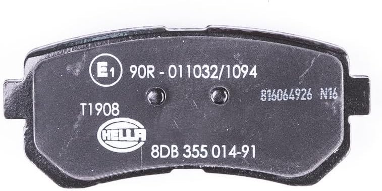 HELLA PAGID 8DB 355 014-911 Bremsbelagsatz - T1908 - Dicke/Stärke: 16.5mm - Bremssystem: Mando - mit