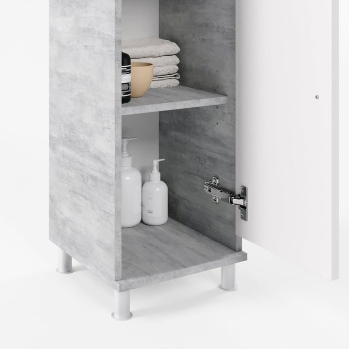 Vicco Midischrank Fynn, Beton/Weiss, 30 x 95 cm Beton 95 x 30 cm, Beton 95 x 30 cm