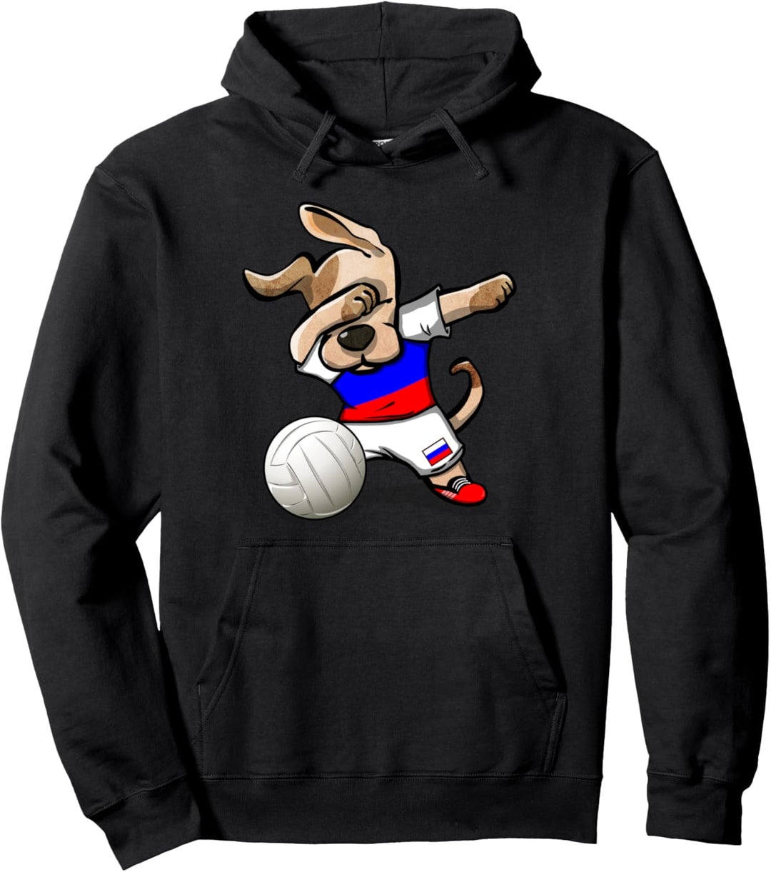Lustiger Tupfender Hund Russland Volleyball Russische Flagge Pullover Hoodie