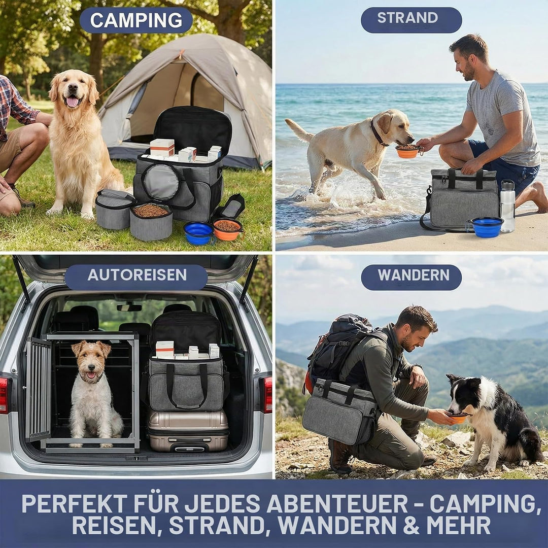 Hunde Reisetasche Grosse Hundetasche – hundereisetasche mit 2 Futterbehältern und 2 faltbaren Hunden
