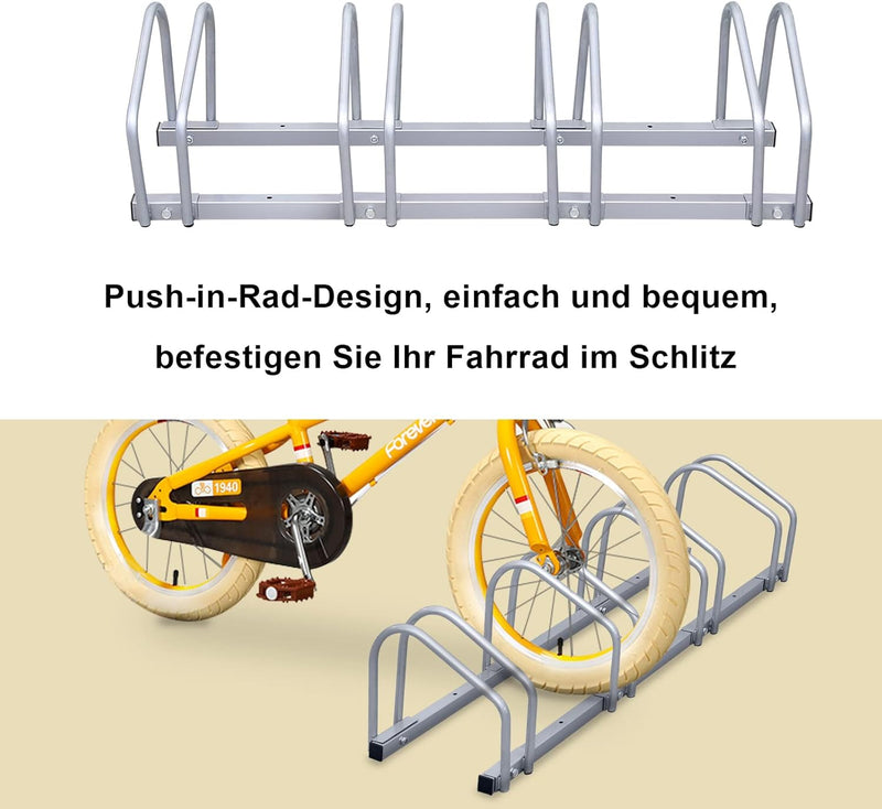 Randaco Fahrradständer für 4 Fahrräder, Fahrradhalterung auf dem Boden, Aufstellständer für Fahrrada