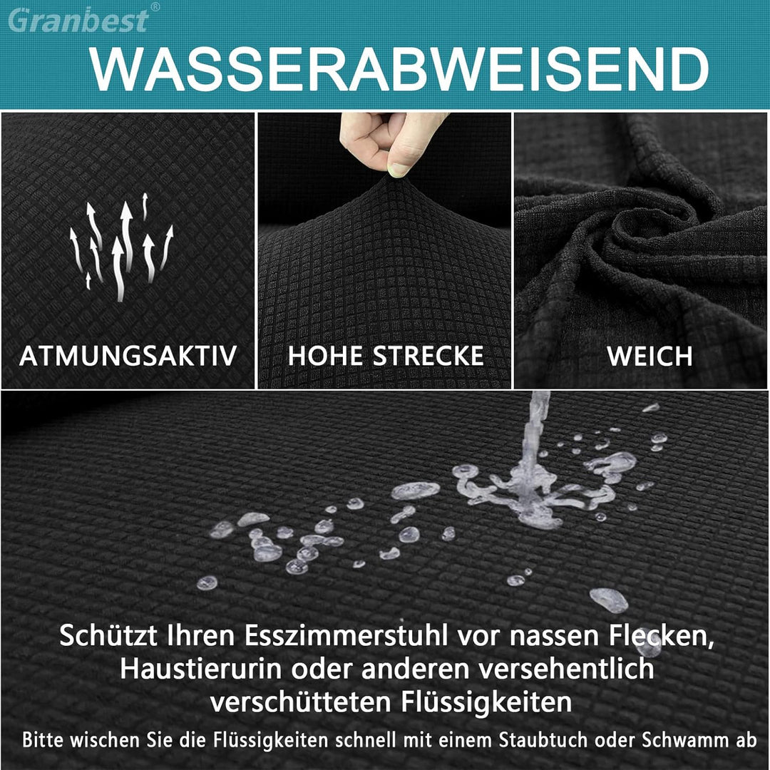Granbest Premium Wasserdicht Esszimmerstuhl Abdeckungen Satz Von 6, Elastische Hohe Zurück Stuhlhuss