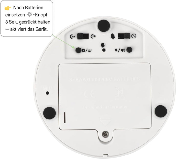 Sprechende Tischuhr für Blinde, Senioren und Sehbehinderte, mit Klatschsensor, 5 Sprachen einstellba