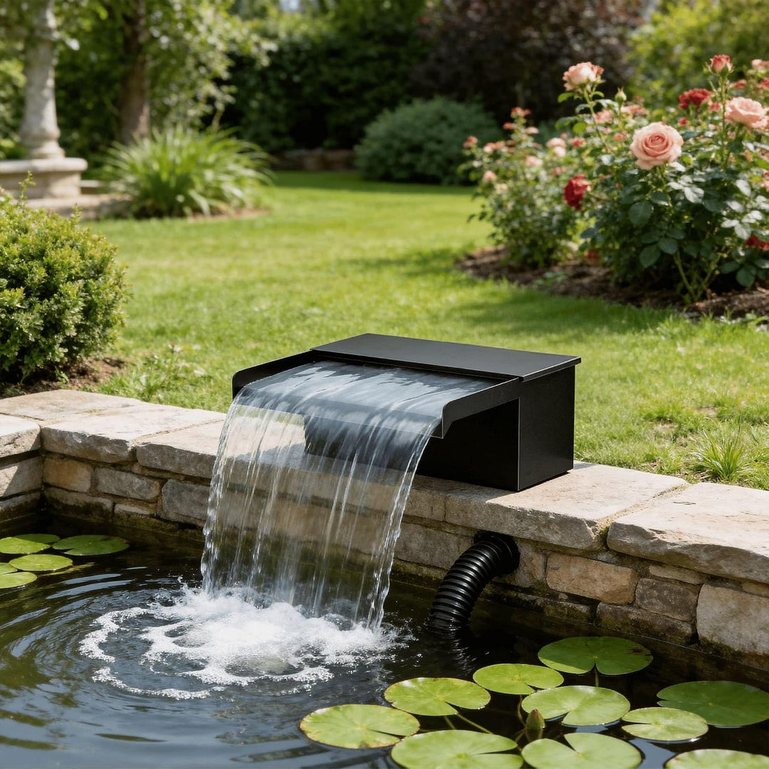 Biling 30cm 2500l/h Wasserfall Teich mit Filter für Gartenteiche bis 5000L | Edelstahl-Wasserfall fü