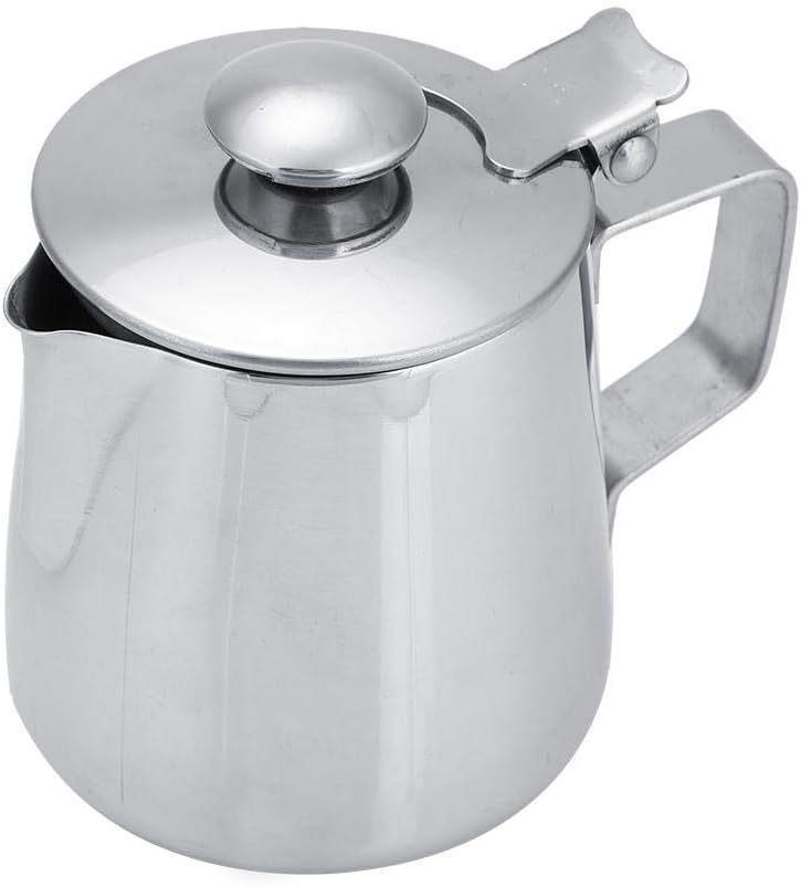 Outbit Milchkännchen mit Deckel, Kaffeebecher aus Edelstahl, Milchaufschäumer, Latte-Art-Topf zum Au