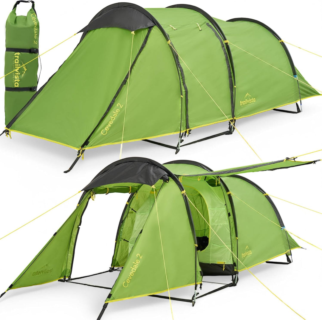 Cevedale Zelt 4 Personen Wasserdicht, leicht, kompakt & schnell aufbaubare Zelte, Camping Zelt mit V