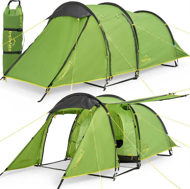 Cevedale Zelt 4 Personen Wasserdicht, leicht, kompakt & schnell aufbaubare Zelte, Camping Zelt mit V