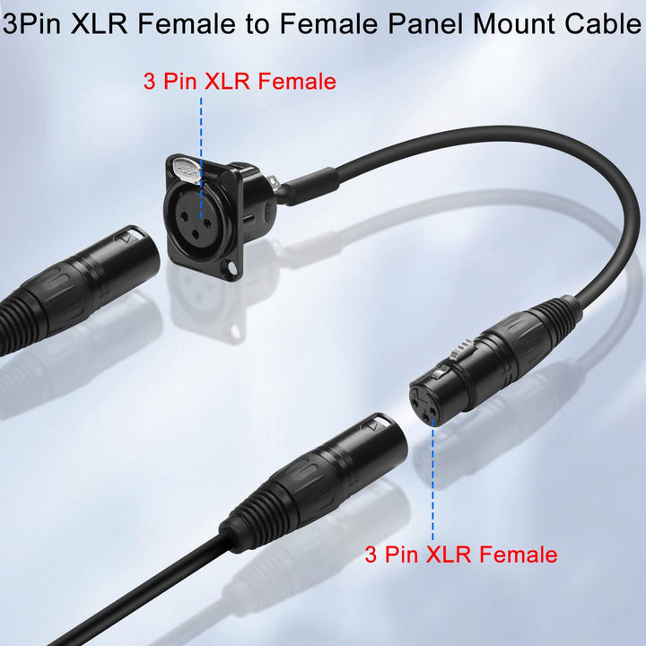 QIANRENON xlr Festmontage-Kurz-Kabel-Adapter für Lautsprecher und Mixer, 35cm