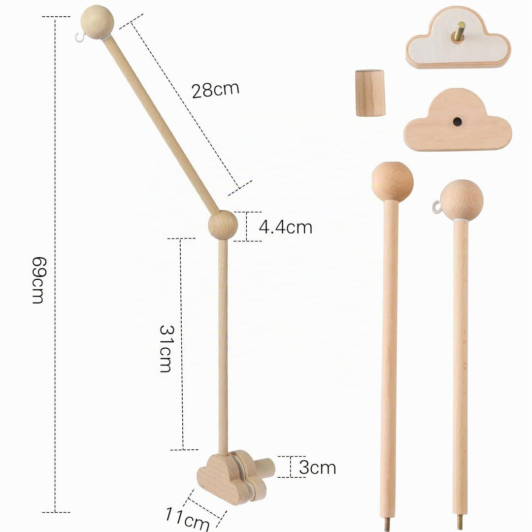 Mobile Halterung Holz,Baby Mobile Halterung für Babybett,Verstellbarer Mobile Halterung Wickeltisch