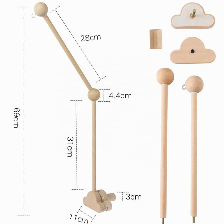 Mobile Halterung Holz,Baby Mobile Halterung für Babybett,Verstellbarer Mobile Halterung Wickeltisch