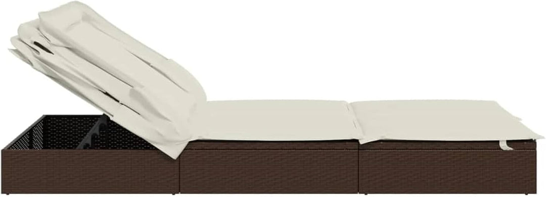 Festnight Sonnenliege 2 Personen mit Dach doppelliege Outdoor gartenliege 2 Personen Rattan gartenli