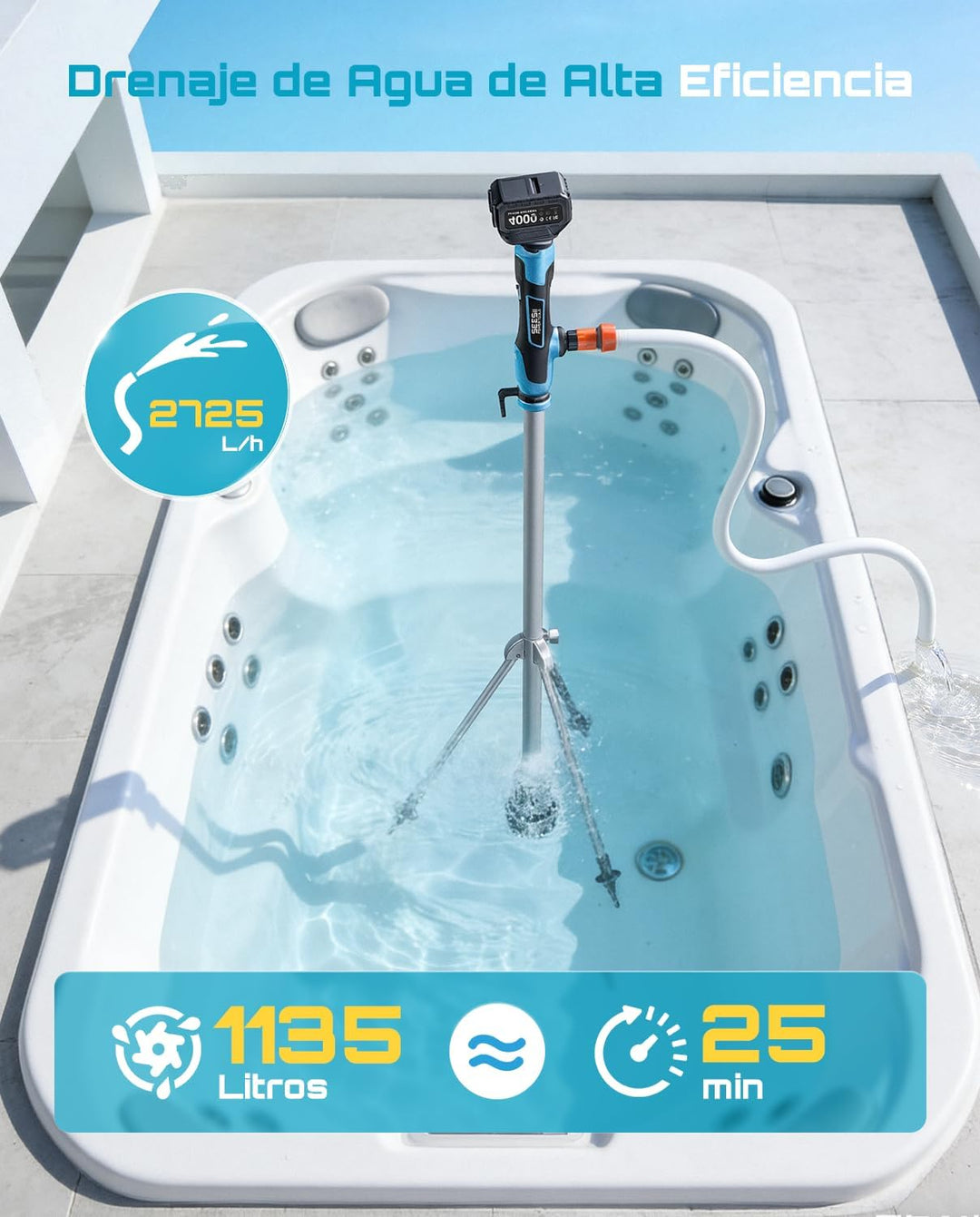 SEESII Kabellose Stab-Wassertransferpumpe mit Stativ, Hands-free, Tragbare Elektrische Wasserpumpe 2