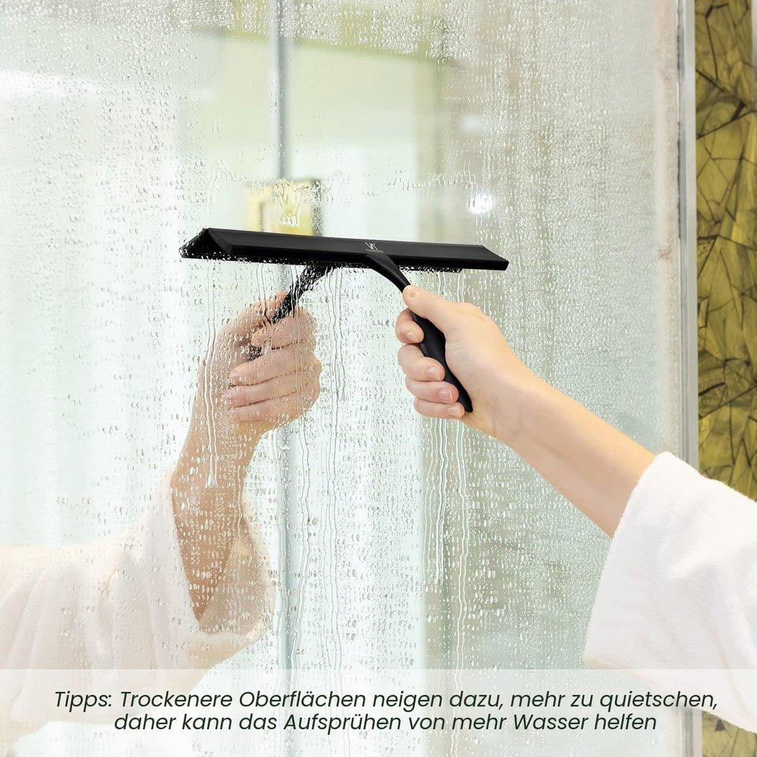 Duschabzieher für Glastüren &amp; Mikrofaser-Schrubber-Set, 28 cm Fensterputzwerkzeug mit rutschfestem G