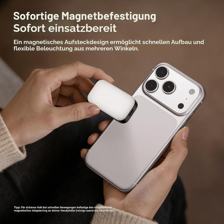 Ulanzi M02 Mini Magnetisches Selfie Licht mit Blitzlicht, 7W Handy Licht mit 5600K Tageslicht, Kabel