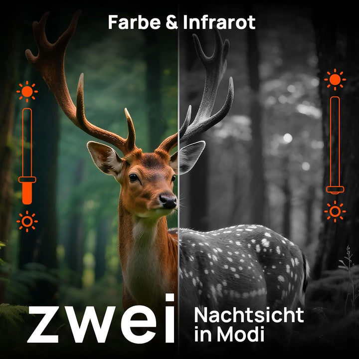 iZEEKER Wildkamera WLAN Duales Objektiv 4K 30fps 60MP, Wildtierkamera mit Sternenlicht Nachtsicht Be