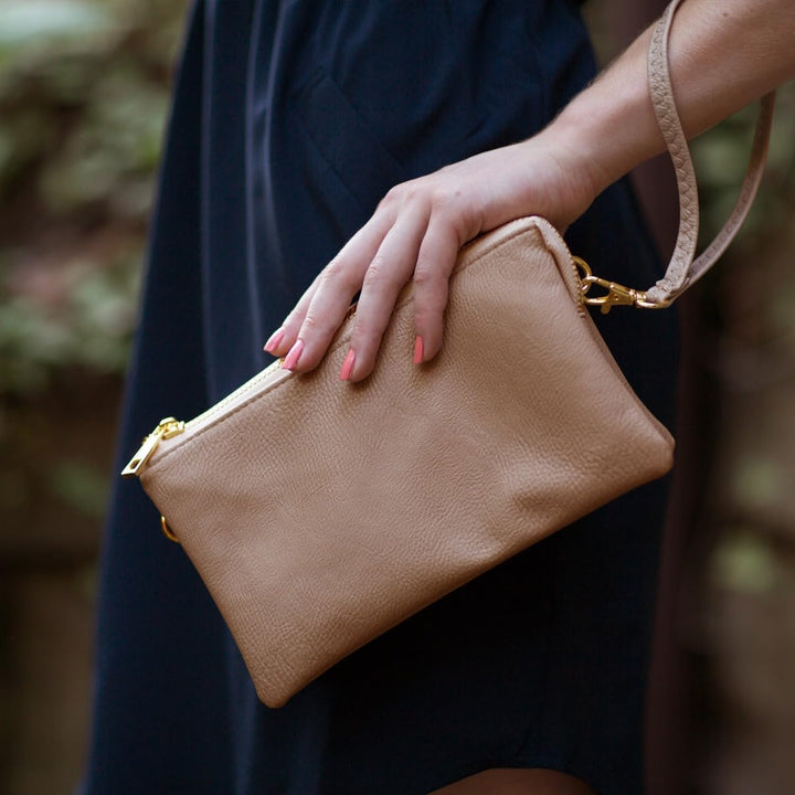 Humble Chic Vegan Leather Wristlet Clutch or Small Purse Crossbody Bag, Includes Adjustable Shoulder