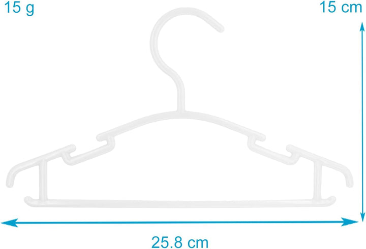 10x Kleiderbügel für Kinder aus Kunststoff in Weiss - 25.8 x 15 x 0.3 cm - Kinderkleiderbügel für Kl