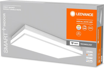 LEDVANCE ORBIS MAGNET SMART+ Wi-Fi 60x30cm, dimmbare LED Deckenleuchte für den Innenbereich, 42W, Fa