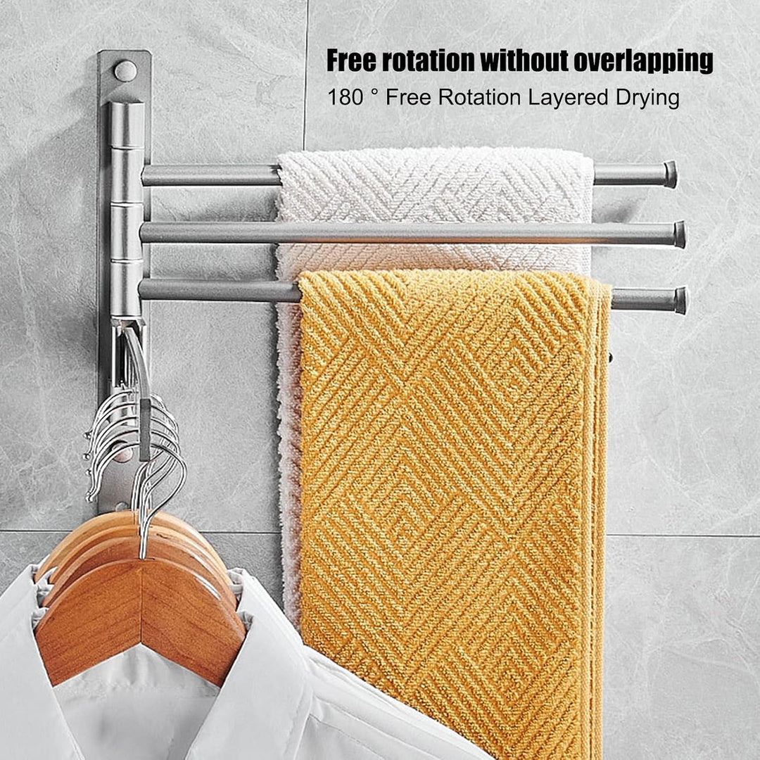 Handtuchhalter Für Die Wand | Schwenkbarer 4-Arm Handtuchhalter,Platzsparender Aluminium Organizer S