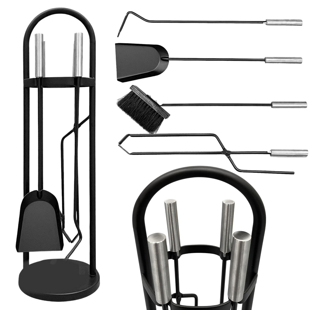 DanDiBo Kaminbesteck Modern Schwarz 5 Teilig Set 96573 Kaminset Kamingarnitur Ofenbesteck