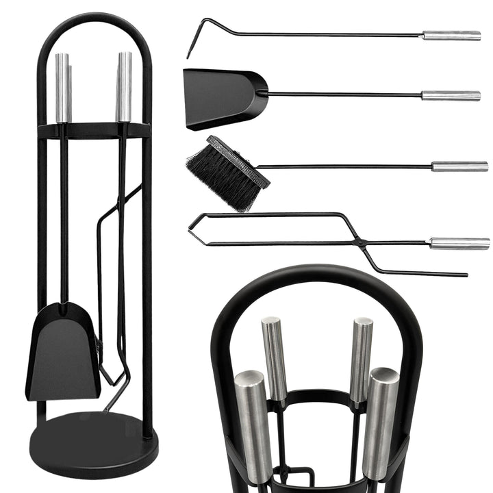 DanDiBo Kaminbesteck Modern Schwarz 5 Teilig Set 96573 Kaminset Kamingarnitur Ofenbesteck