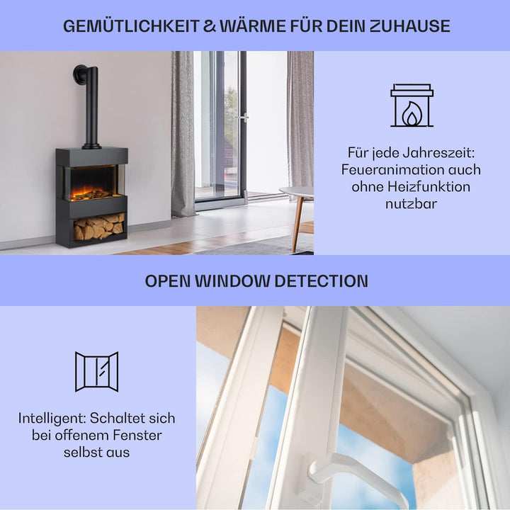 Klarstein Elektrokamin, Elektro Heizungen für Wohnzimmer & Innenräume, Elektrischer Kamin mit LED Fl