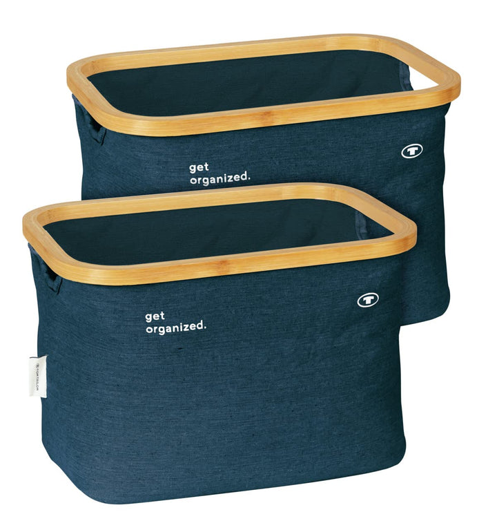 TOM TAILOR Aufbewahrungskorb, 2er Set, praktischer Organizer mit Bambusrahmen, Moderne Aufbewahrungs