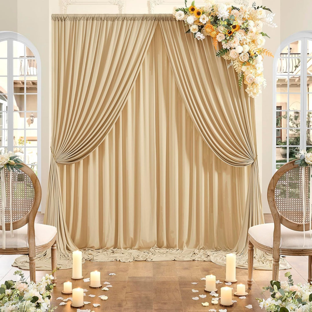 4 Stücke 1,5×3cm Beige Hintergrund Vorhänge für Hochzeit Party 100% Polyester Falten freie Beige Hin