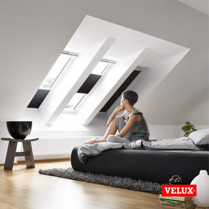 VELUX Original Wabenplissee, PK08, Nachtblau, mit Grauer Führungsschiene PK08 Nachtblau, PK08 Nachtb