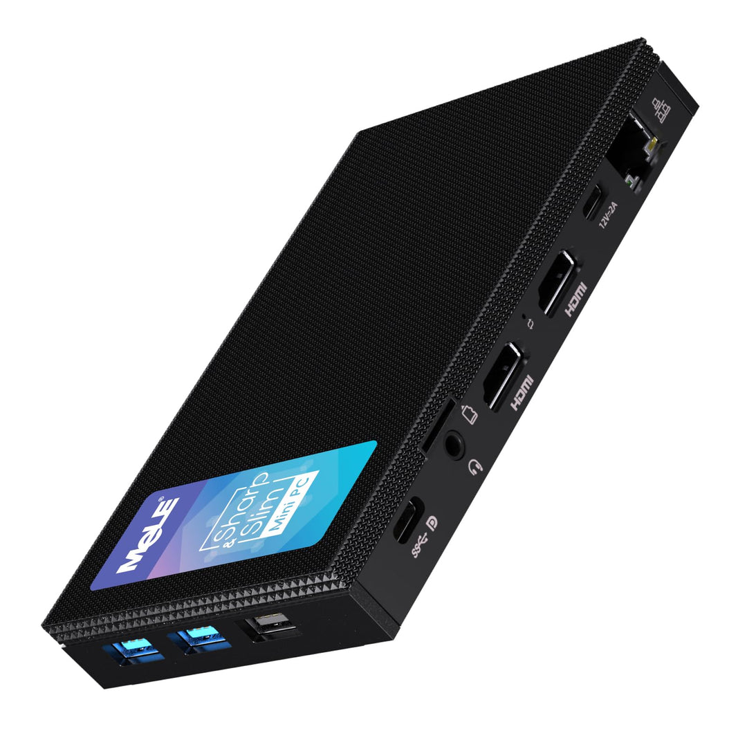 MeLE Quieter4C Lüfterloser Mini PC Windows 11 Pro 8GB DDR4 256GB ROM Micro PC Alder Lake N100(bis zu