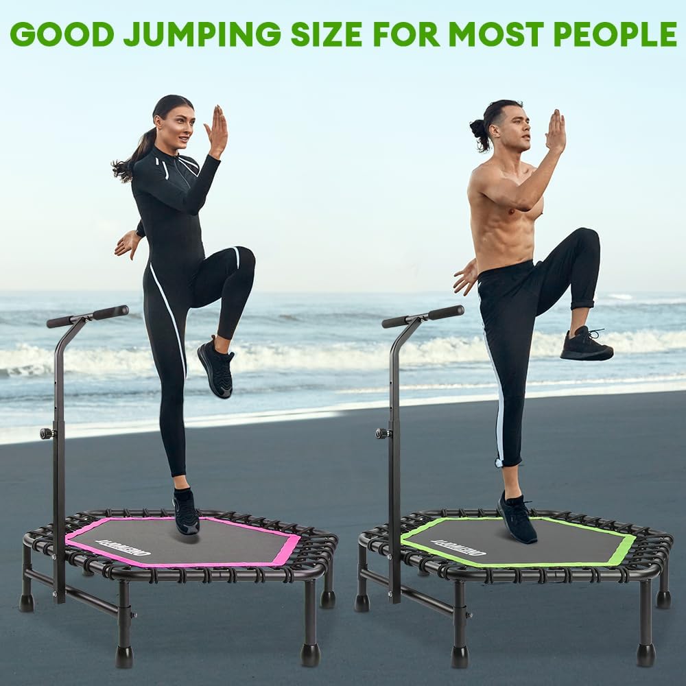 ONETWOFIT 114cm Trampolin Outdoor,Rückprall Trampolin für Erwachsene, Leises Mini Trampolin für das