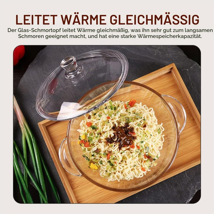 GANAZONO Glastopf Kochen Glas-Kochgeschirr Suppenterrine Aus Borosilikatglas Widerstandsfähiger Nude