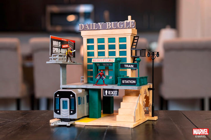 Jada Toys Marvel Spider-Man Kulisse Daily Bugle (20 cm) - Deluxe NYC Scene für Marvel Sammelfiguren,
