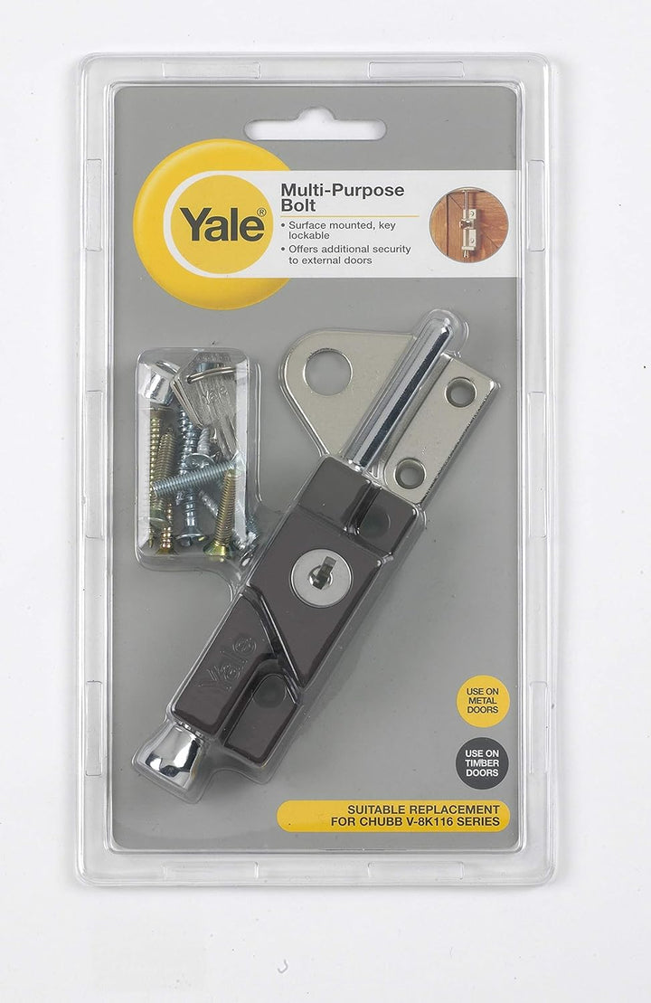 Yale YALV8K116WE Mehrzweck-Türriegel, geeignet zur Sicherung von Einzel- oder Doppelschiebetüren, we