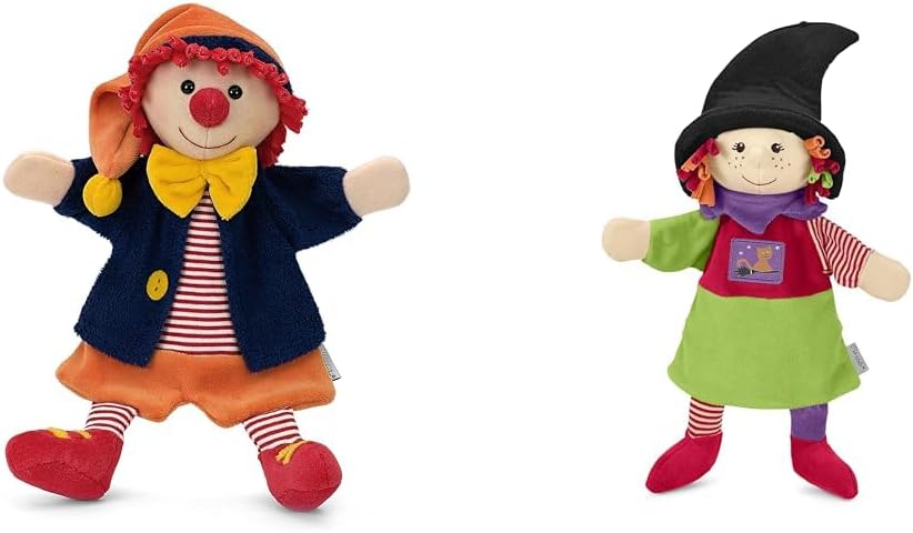 Sterntaler 36958 Handpuppe Clown, 30 x 23 x 10 cm, Bunt & 3601816 Handpuppe Hexe, 34 x 27 x 9 cm, Bu