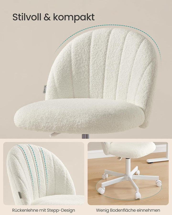 SONGMICS Homeoffice-Stuhl, Schminkstuhl aus Fleece, Schreibtischstuhl, Schaumstoffpolsterung, höhenv