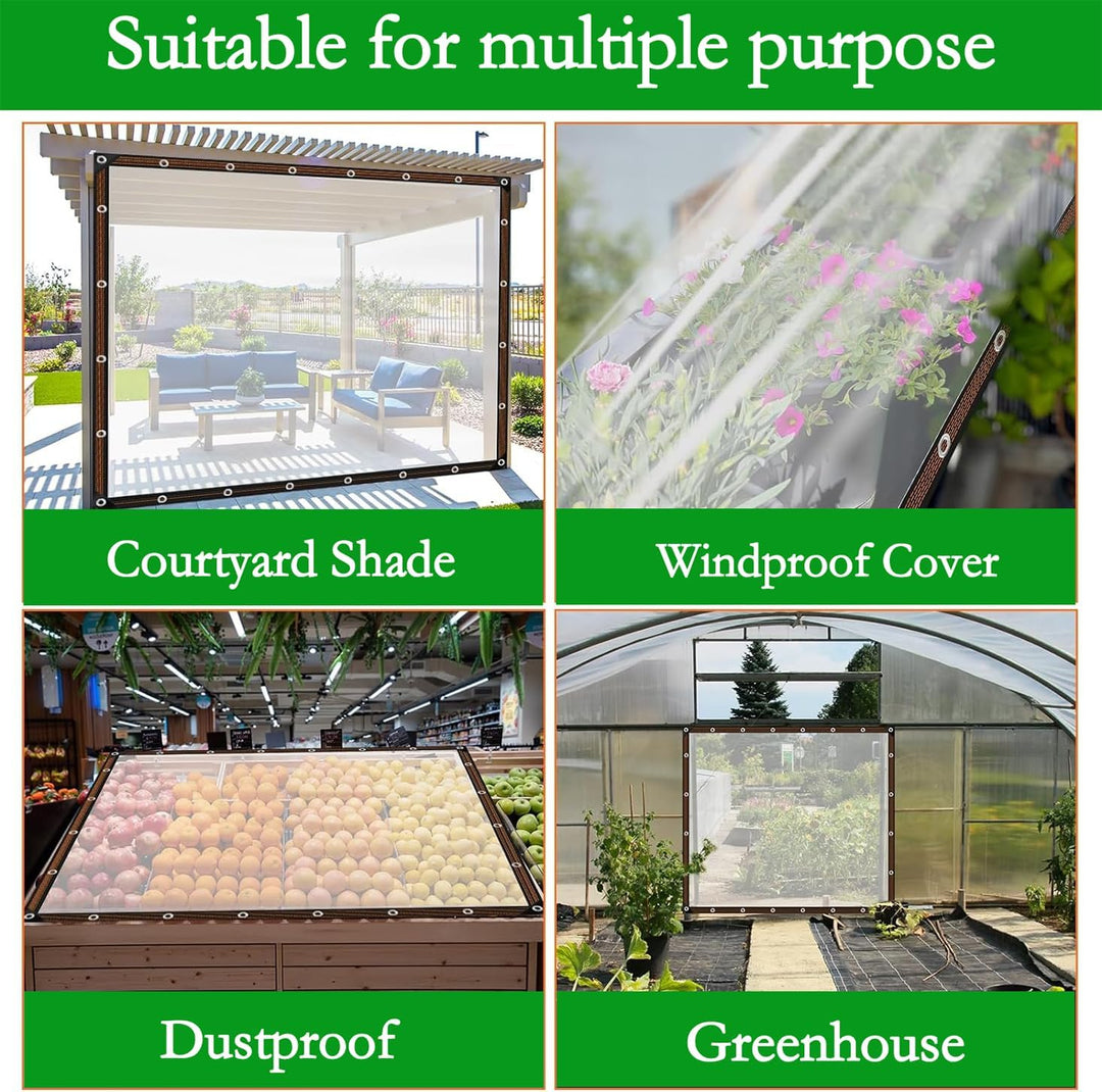 Plane Transparent mit Ösen,2.5X4m Plane Wasserdicht,Plane Durchsichtig für Aussenbereich,PVC Terrass