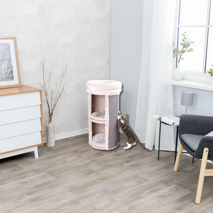 TRIXIE Pet Products Mexia 2-stöckiger Katzenturm, Grau grau 39 x 39 x 73 cm Single, grau 39 x 39 x 7