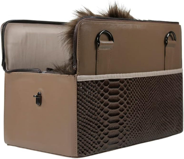 MYXA Classi Hundetasche Hundetragetasche Flugtasche mit abnehmbaren Dachnetz (Brown Snake, inkl. 360